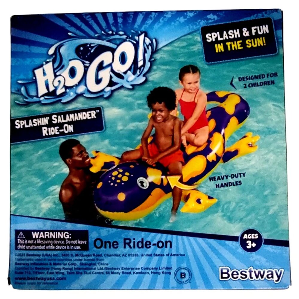 H2OGO! Splashin Salamander Ride On Pool Float Heavy Duty Handles Ages Kids Fun